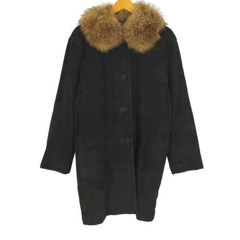 ビギ BIGI 00S 裏地キルティング タヌキ ファー シープレザー ハーフ コート 羊革 Y2K レディース